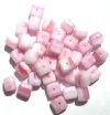 40 8x9mm Pink & White Marble Cube Beads